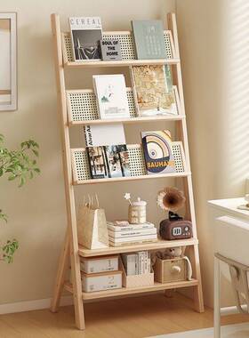 书架实木置19406物架落地柜客厅靠书墙书架子报复古卧室多层示展