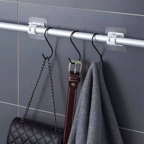 Self Adhesive Rail Hooks Nail-Free Curtain Clamp Rods Clips
