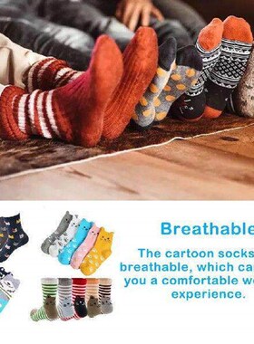 5 Pair Cartoon Cat Sock Animals Stockings Cute Cotton