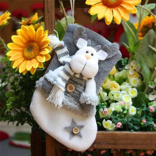 Christmas Stockings Socks Elk Snowman Hanging Xmas Tree Orna