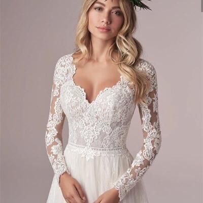 Long Sleeve Wedding Dress With Corset Low Back Floor length