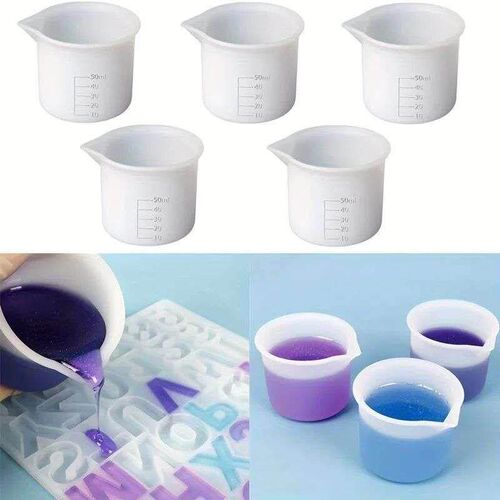 5Pcs Set 50ml Silicone Measuring Cup Tools Round Silicone Mo