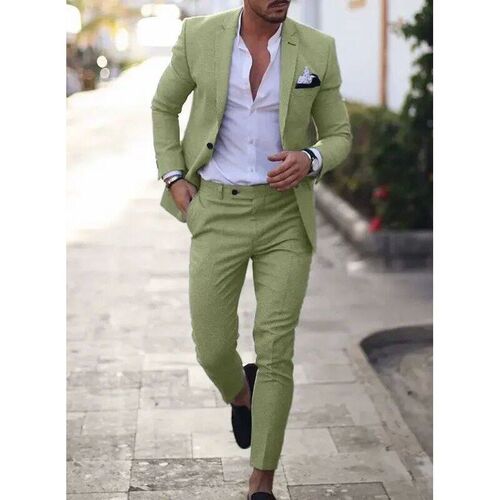-Piece Solid Wedding Mens Suit Slim Fit Notch Lapel Blazer