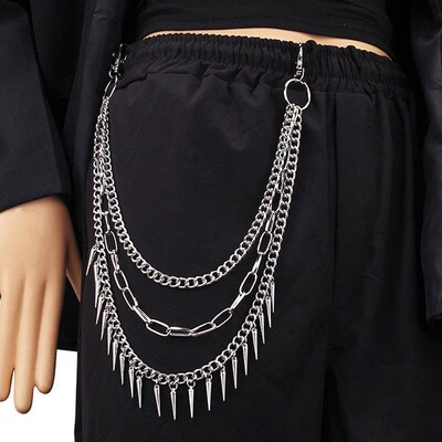 Layered Punk Chain On The Jeans Pants Women Spike Keychains