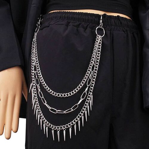 Layered Punk Chain On The Jeans Pants Women Spike Keychains