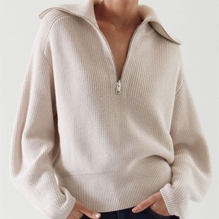 Womens Turtleneck Zippers Fashion Women Sweaters Solid Gree