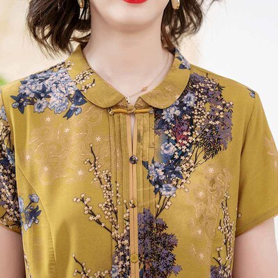 Middle-aged m summer dress modified cheongsam dress womens