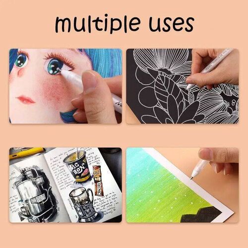3/5ps/10ps Set 0.8mm Highlight Marker Pen White Ink Gel Pen