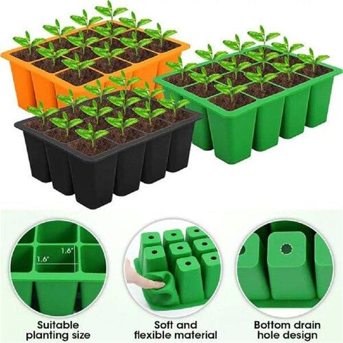 12 Grids Seeds Starting Tray with Drainage Holes Silicone