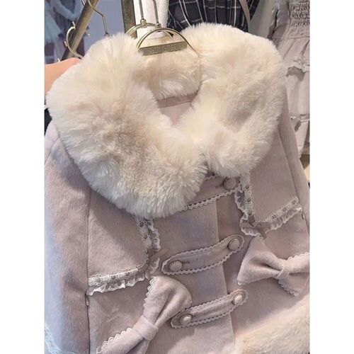 2025 Winter Japanese Sweet Elegant Woolen Coat Women Soft Lo