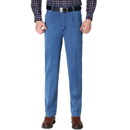 Spring and Summer New Mens Jeans Thin High Waist Stetch Men