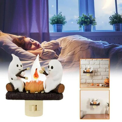 Halloween Ghost Campfire Fire Marshmallow Night Light Flicke