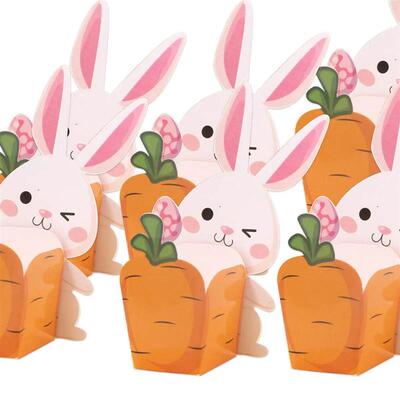 20Pcs Rabbit Carrots Boxes Carton Bunny Sweets Basket For Ha