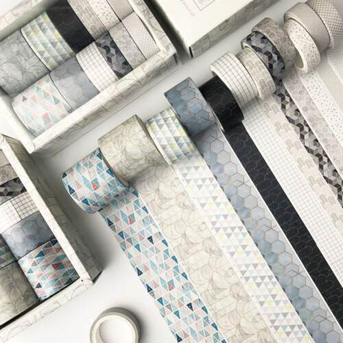 5Pcs/Set Grid Washi Tape Cute Decorative Adhesive Tape纸胶带