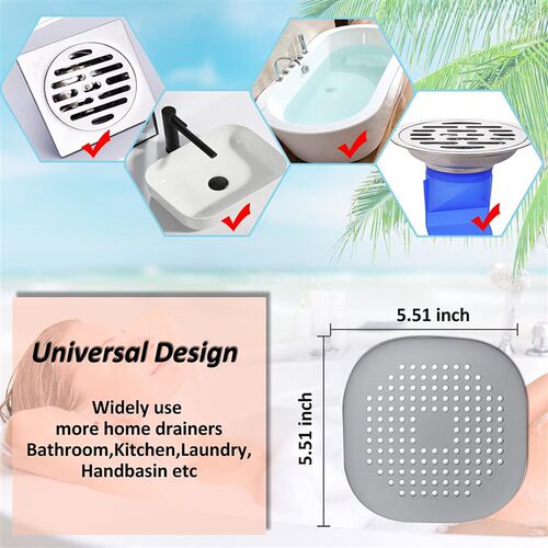 Hair Drain Catcher Square Drain Cover Silicone Hair Stopper