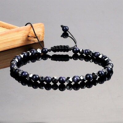 4mm Irregular Hematite Men Beaded Bracelets Natural Tiger