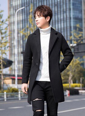 Mens Thickened Casual Woolen Coat MidLong Windbreaker 2025