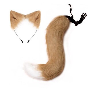 fur 狐狸尾巴耳朵 Halloween fox ear headband cat costume tail