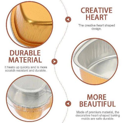 10 Pcs Heart Baking Cup Pan Heart-Shaped Aluminum Foil Box