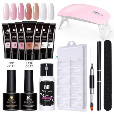 Nail Extension Gel Polish Set Pink White Crystal UV LED
