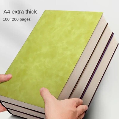 200 Pages A4 Thick Notebook Thickened Large Notebook Soft Le