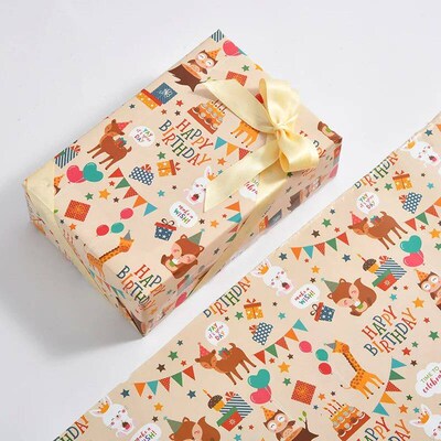 6 Pcs Colorful Balloon Gift Wrap Sheets Wrapping Paper for B