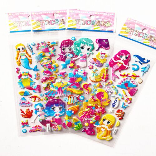 10Sheets Girls Cartoon Dress Up 3D Bubble Fashion Stickers K