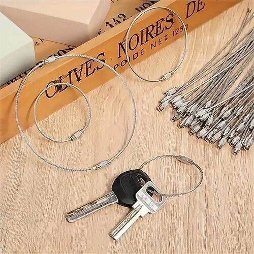 10pcs Stainless Steel Wire Keychain Cable Key Rings Loop Wir