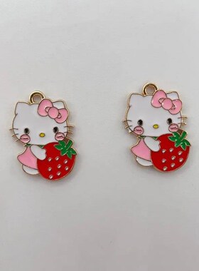 卡通猫咪造型吊饰 10件组合金饰品配件DIY材料 多色可选亚克力耳
