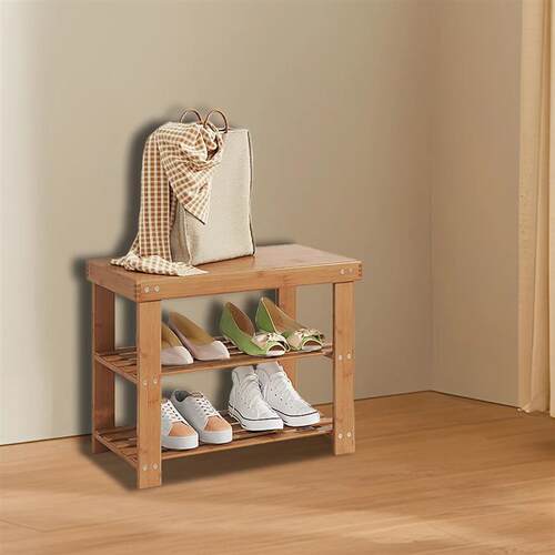 Bamboo Shoe Rack - Stackable & Modern Farmhouse Design