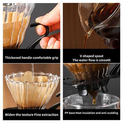 Handmade Glass Coffee Carafe with Filter Set Pour over Coffe