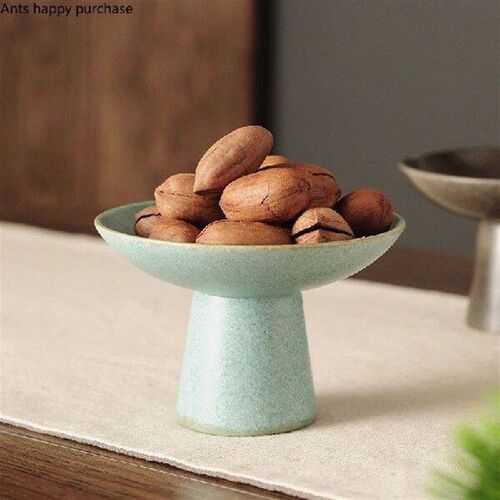 High-footed Refreshment Tray Round Ceramic Plate Snack Tray