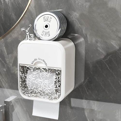 Punch Free Wall Mounted Tissue Storage Rack Paper Roll Shelf