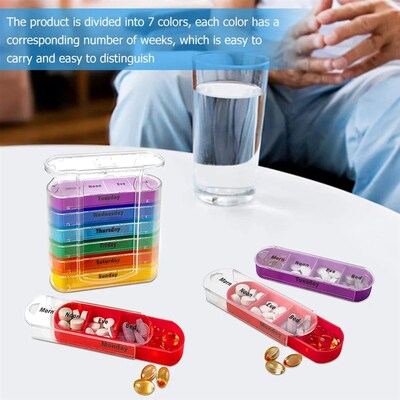 7 Days Pill Medicine Box Weekly Monthly Tablet Holder Storag