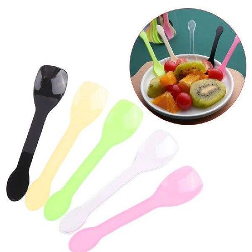 100Pcs Mini Yellow Black Pink Transparent Plastic Spoons