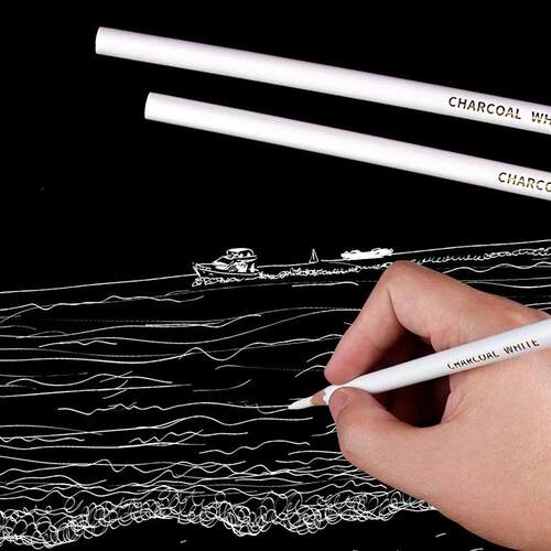 3Pcs Professional White Charcoal Pencils Set Sketch Highligh