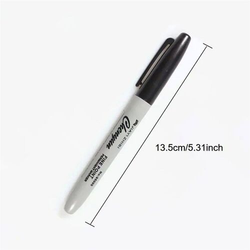 12ps Blak Permanent Marker Pens, Fine Tip, Waterproof, Quik