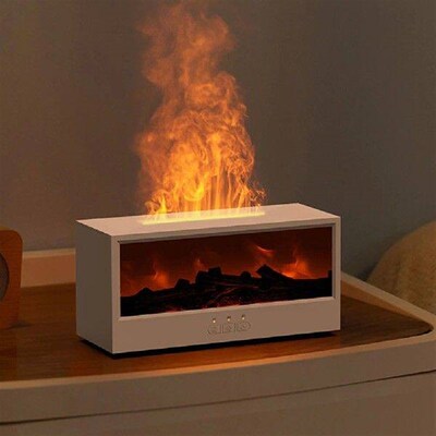 Dynamic Flame Fireplace Essential Oil Diffuser with Remote