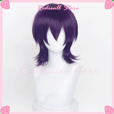 37Cm Wig Cosplay Mullet Pendek Multiwarna Dasar Keriting Ram