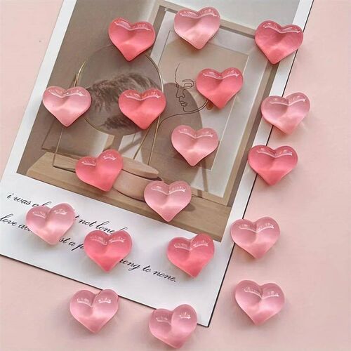 10pcs Heart-shaped Resin Refrigerator Magnets - Multifunctio