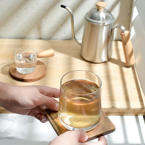 Wood Drink Coaster Set Customizable Logo Wooden Coffee Mat