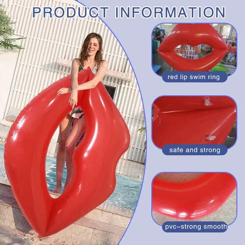 Red lip swimming ring Inflatable pool flash swimming ring sw
