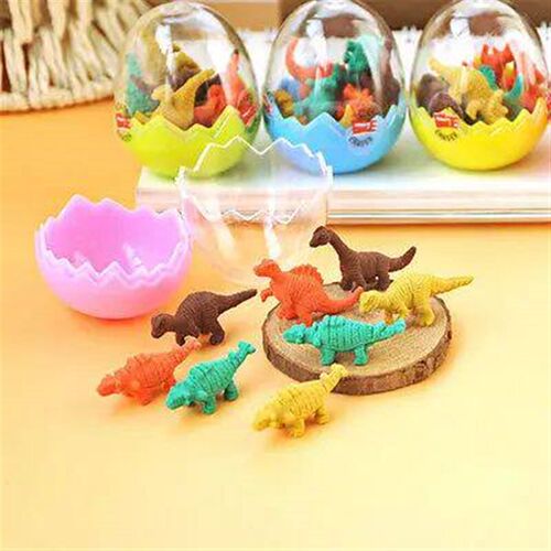 8 Pcs /Pack Mini Rubber Eraser Cute Dinosaur Egg Eraser Box