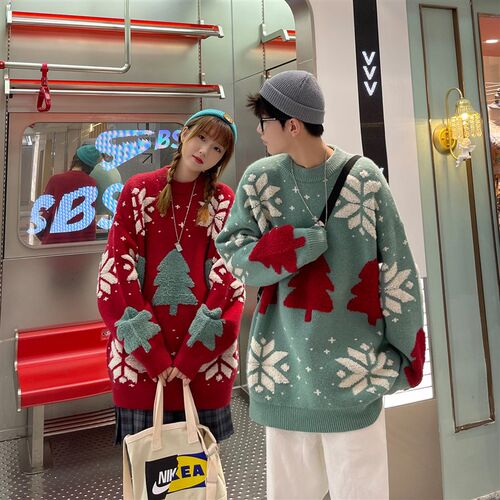 Christmas reindeer couple sweater jacket圣诞节麋鹿情侣装毛衣