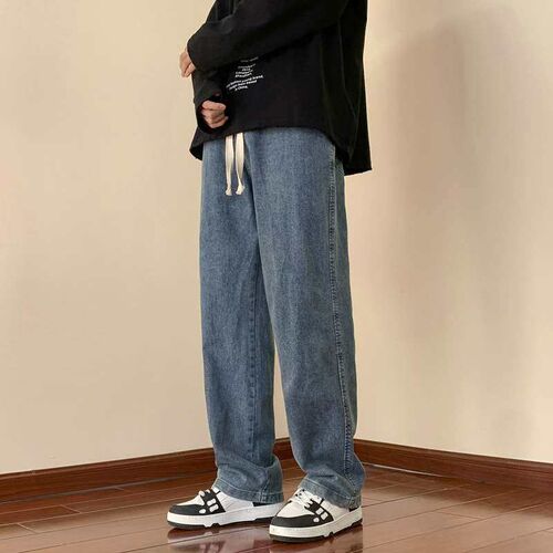 Spring and Summer New Mens Jeans Retro Straight Loose tendy