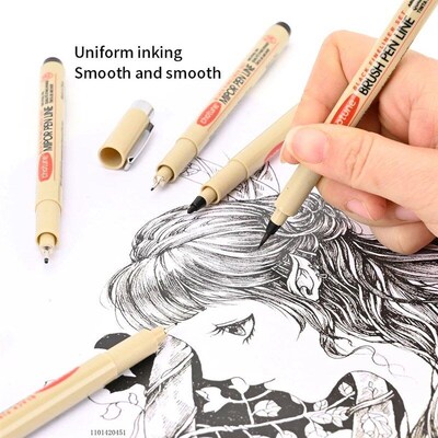 12 Tip Pigment Liner Micron Ink Marker Pen for Manga Draw Sk