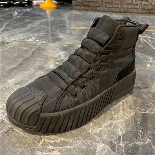 Men British Style Leather Boots Casual Round Head Board Shoe