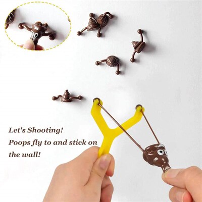 12pcs Mini Rubber Slingshot Poop Slingshot Toy Flying Poop T
