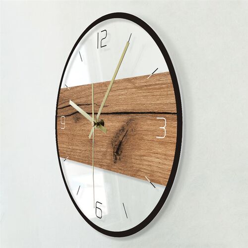 Old Wood Pattern Texture Acrylic Wall Clock Rustic Wood Cabi