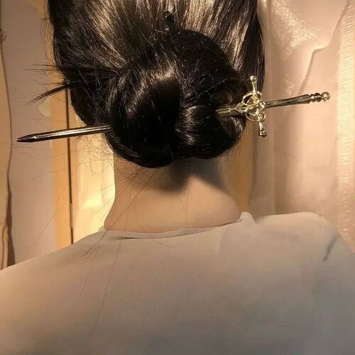 2024 Vintage Punk Chinese Sword Ruby Pendant Hairpin Hair  f